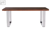 Modern rectangular kerala natural u shaped base dining table with dark wood top and sleek chrome base dining table