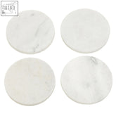 Kindia set of 4 white marble round coasters with subtle gray veining perfect for stylish drink protection
