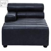 Black leather king antique modular chaise sofa with tufted upholstery rounded armrests and rubber wood feet