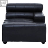 King right arm antique black leather modular sofa with tufted upholstery and rounded corners in black genuine leather