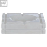 White ceramic rectangular ashtray with raised grid ridges for the kira white marble ashtray collection