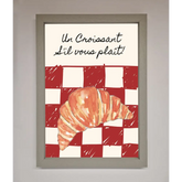 Kitchen Croissant Red Check Framed Print - A3 (29.7 x 42 cm) / Grey - Framed Print