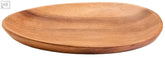 A large oval plate made of acacia wood with a smooth natural finish and warm honey brown color