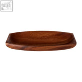 Kora small oblong platter dish made of smooth acacia wood with a rich reddish-brown finish and natural grain