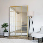 Kyō - Full Length Gold Metal Rectangle Lattice Grid Mirror - 180cm x 105cm - Mirror