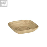 Rectangular bamboo natural small square bowl with light brown finish and visible wood grain texture perfect for serving