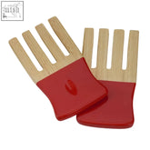 Kyoto red salad hand servers in red and natural wood with glossy finish perfect for serving salad
