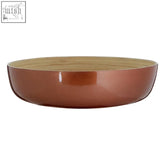Kyoto rose gold salad bowl with copper-finished ceramic exterior and natural bamboo interior with raised edges