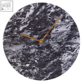 Lamonte black marble wall clock with round black and white marble face and gold hands for stylish home decor