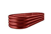 Red corrugated metal raised garden bed from land guard galvanized kit for outdoor vegetable planting