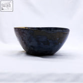 Large indigo clay shore handmade ceramic stoneware dinner bowl with dark glossy glaze and subtle mottled texture