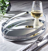 Harper Gem Tray: Silver Mirror Glass Metal Serving Tray