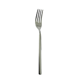 A sleek modern laura table fork in polished stainless steel with four tines perfect for everyday use