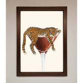 Lazy Leopard Martini Framed Poster - A3 (29.7 x 42 cm) / Walnut - Framed Print