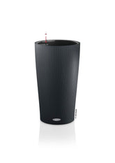 Black ribbed lechuza cilindro color self watering planter garden plastic with red clear watering mechanism slate