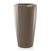 Lechuza rondo 32 high-quality lacquered taupe plastic planter with integrated self watering system for indoor outdoor use
