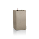 Beige textured concrete plant pot canto stone 30 with small spout self watering pot for indoor and outdoor use