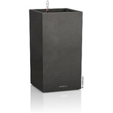 Lechuza self watering plant pot canto stone 40 in graphite black with textured surface and water reservoir spout