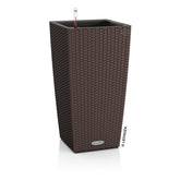 Brown woven wicker watering plant pots cubico cottage with transparent water level indicator mocha color