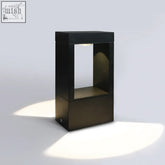 Black rectangular led garden path light with frosted glass panel die cast metal modern minimalist design