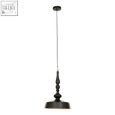 Black wrought iron lenno small leni pendant light with vintage spindle design and warm gold pendant glass shade