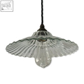 Lenwade prismatic glass shade light pendant set with clear solid glass and vintage edison bulb drop height adjustable