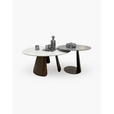 Leonor Nesting Coffee Table, Black And White Stone Top With Solid Wood Base| DC Concept