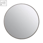 Circular leonov medium nickel wall mirror with a sleek thin metallic frame perfect for modern decor