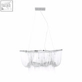 Lerici 6 light chrome pendant light with silver metallic cascading chain fringe chrome pendant light