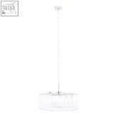 Lerici 6 light hexagonal chrome pendant light with clear ribbed glass rods and chrome finished metal frame and chain