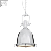 Lexington large chrome plain pendant light with industrial-style chrome finish and bell-shaped glass shade