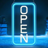 Lightingwill led neon open sign glowing blue neon open sign with white letters and bright cyan border for business use