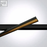Black rectangular linear track light fixture with honeycomb warm golden lights and high lumen output model 65172AT