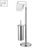 Linnea chrome toilet brush and roll holder with sleek cylindrical design in shiny chrome for bathroom use