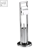 Linnea squared chrome toilet brush and roll holder with chrome finish and integrated brush stand for bathroom use