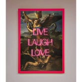 Live Laugh Love Quote Framed Poster - A3 (29.7 x 42 cm) / Neon Pink - Framed Print