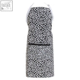 Black and white leopard print london leo apron with single front pocket perfect for cooking or grilling