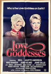 The love goddesses 1981 original us one sheet cinema poster shows two blonde women on a dark blue background