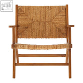 Lovina natural rattan armchair with a rustic wooden frame and woven natural rattan seat and back in brown tones