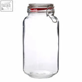 Clear glass jar with red rubber seal and metal clasp from Luca deli 2000ml airtight glass storage jar