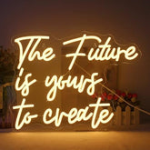 Lucunstar warm white neon sign with create neon phrase the future is yours to create in elegant cursive for wall decor