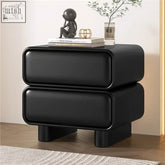 Black solid wood bedside table with two drawers rounded edges and moroccan design in a luxury creative style
