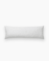 White rectangular body pillow with soft plush fabric filled with luxury duck feather cushion insert for ultimate comfort