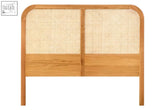 Light oak wooden headboard with woven cane panel for lyon rattan and oak wood double bed oak wood double style