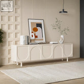 Cream-colored mahara arched tv stand sideboard with sleek curved panel doors and minimalist legs