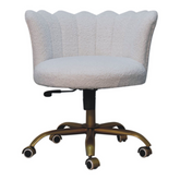 Artisan Furniture Solid Mango Wood White Boucle Swivel Chair