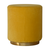 Artisan Furniture Solid Mango Wood IN818 - Mustard Velvet Footstool with Gold Base