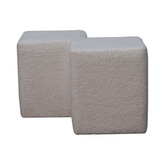 Artisan Furniture Solid Mango Wood White Boucle Twin Footstool