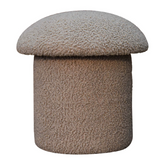 Artisan Furniture Solid Mango Wood Mud Boucle Mushroom Footstool
