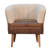 Artisan Furniture Solid Mango Wood Boucle Cream Buffalo Armchair
